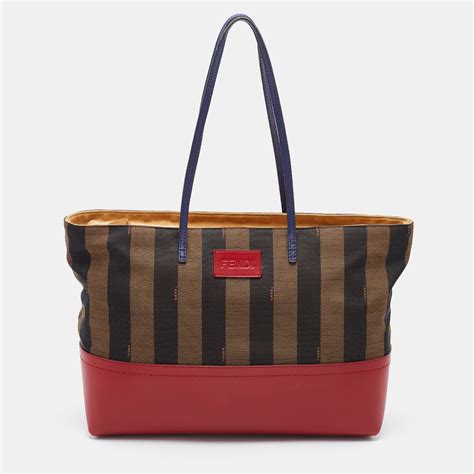 fendi pequin striped shopping tote|Fendi designer handbags red.